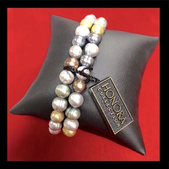 Honora (Two)Stretchy Pearl Bracelets Dark Multi Collection - Picture 5 of 5